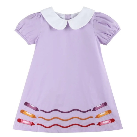 Size 3T Lil Cactus Dress Lined Purple Crayons Back To School - Picture 11 of 11
